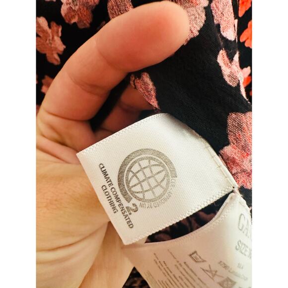 GANNI Red Black Floral Wrap Puff Sleeves V-Neckline Midi Dress size 36 - Picture 7 of 16